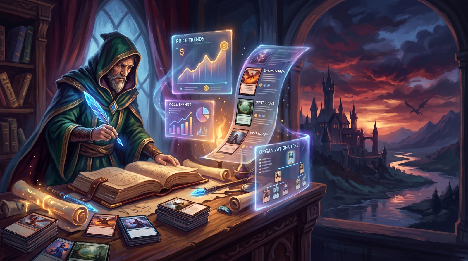 Fantasy illustration for Scryfall Alternatives for Card Search, Pricing and Decks